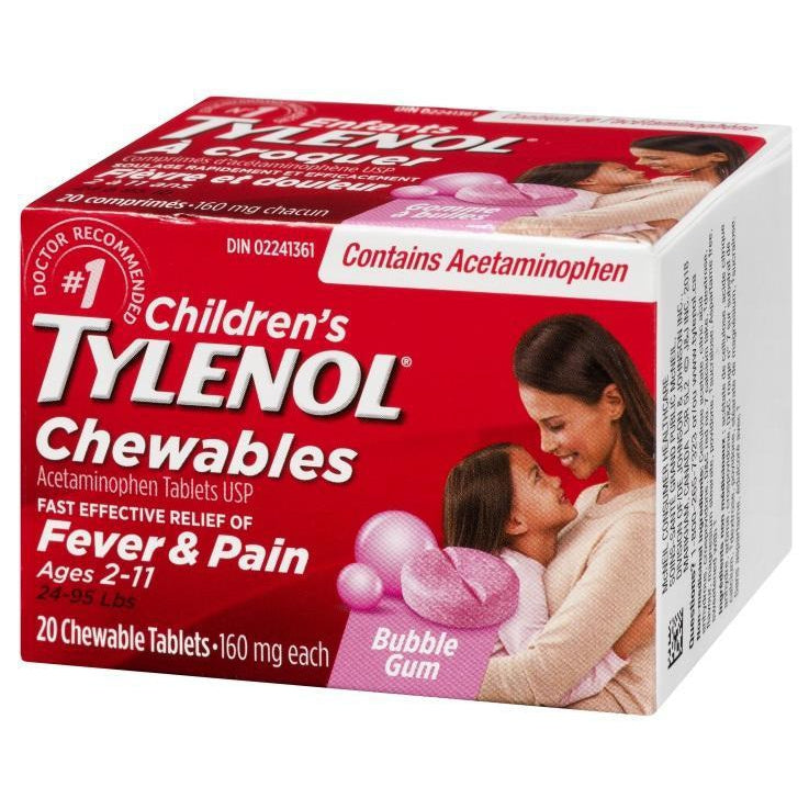 Tylenol Child Bblgum Chw Tb 20